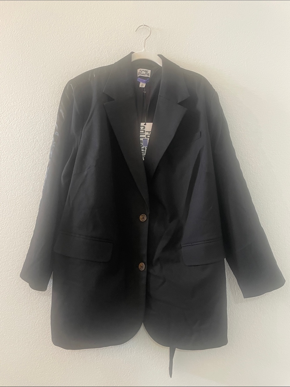 Future Collective Women’s Black Belted Tuxedo Blazer